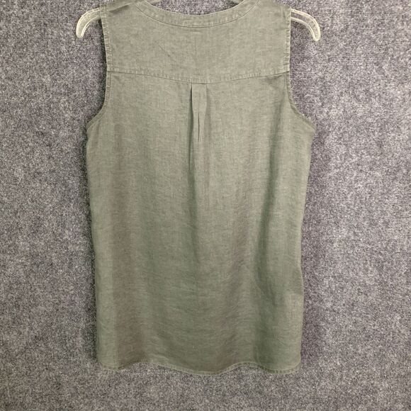 J Jill Love Linen Button Front Light Weight Vest Olive Green 100% Linen Sz Small - Picture 11 of 12